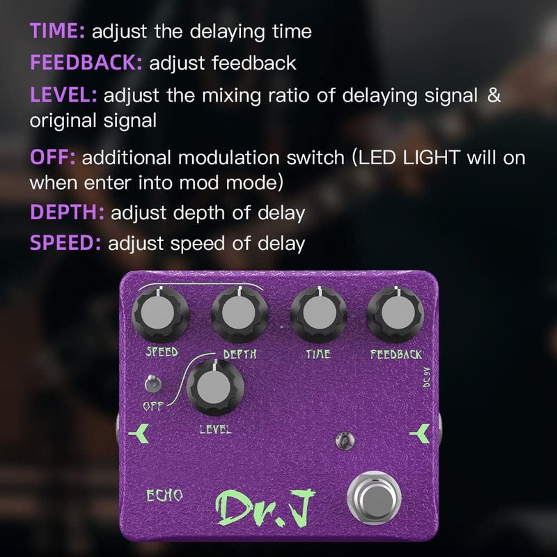 JOYO Delay Pedal Echoes Digital Multi Delay Pedal with Modulation for Electric Guitar Effects High-end Edition Dr.J Series (D54) - Image 2